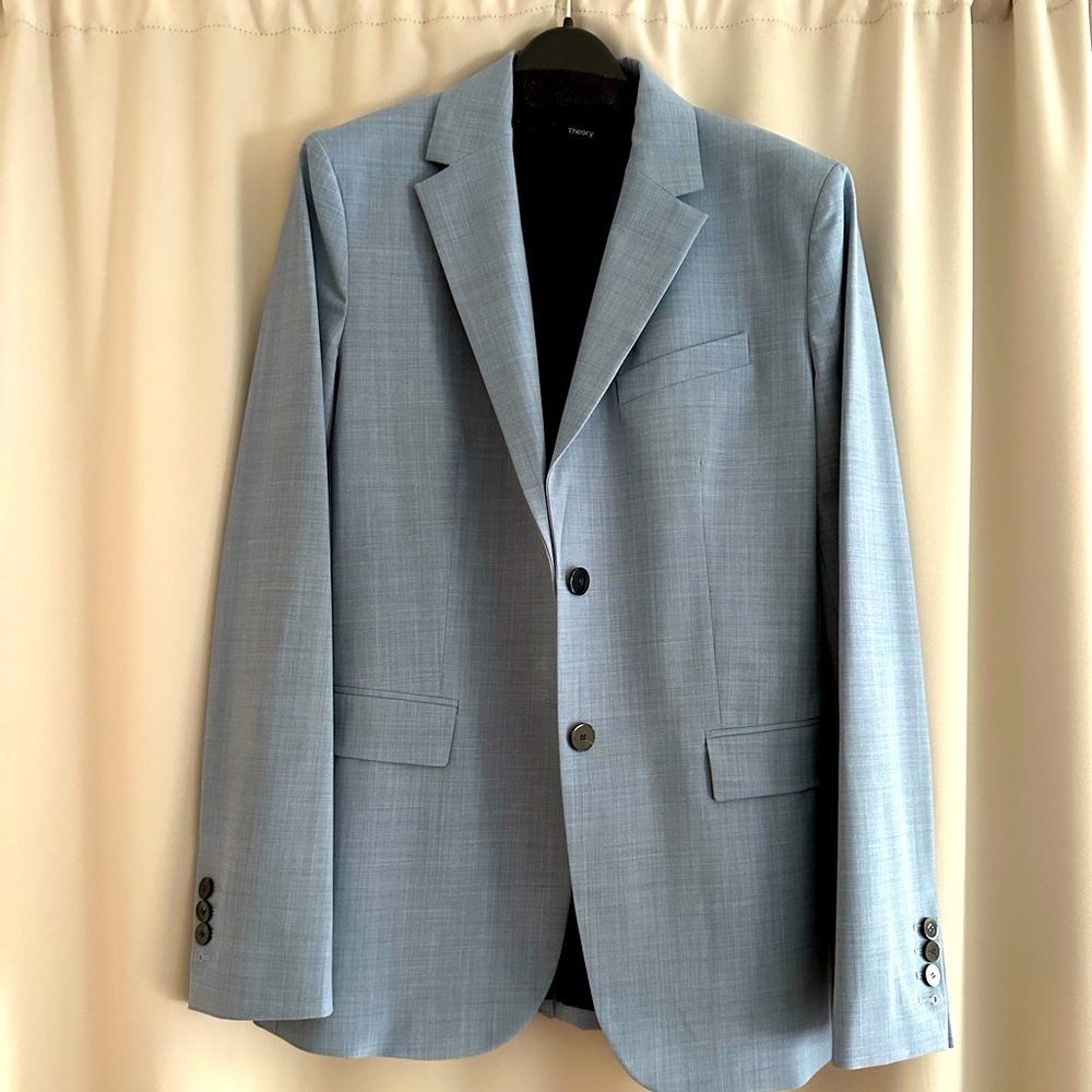 Theory classic blazer NWT denim melange wool blend sz 6